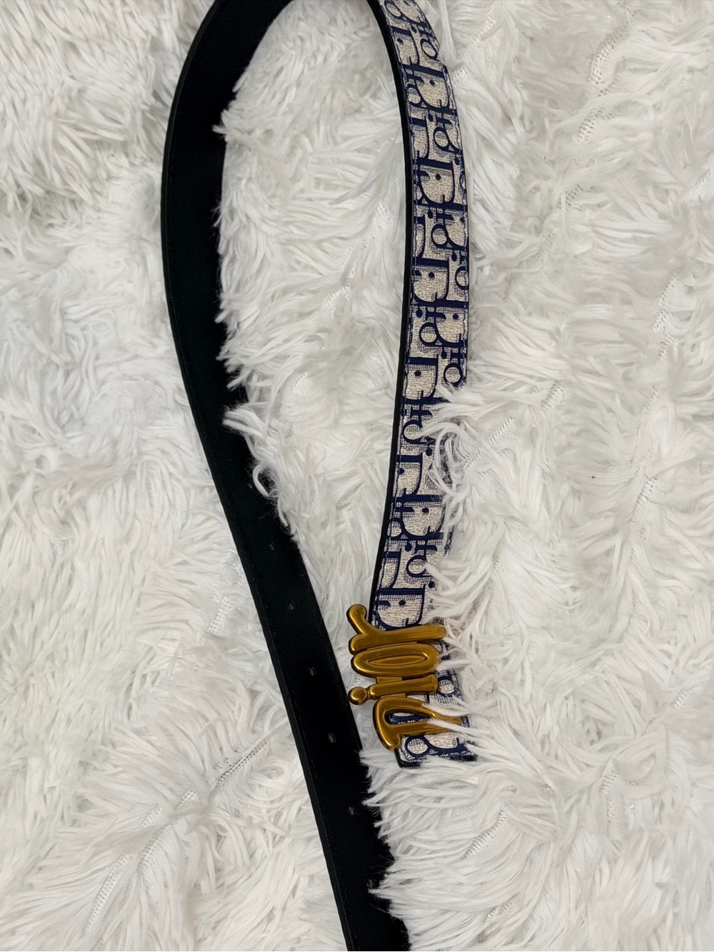 Navy Monogram Webbing kids Belt with Gold Buckle